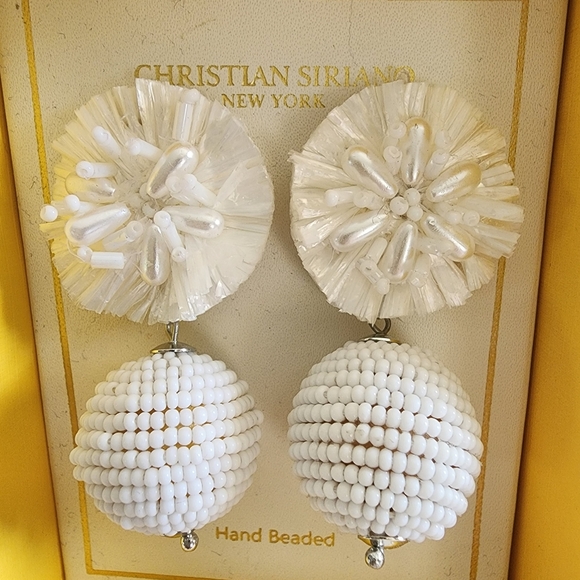 Christian Siriano New York hand Beaded Bobble Earrings. - Picture 5 of 6